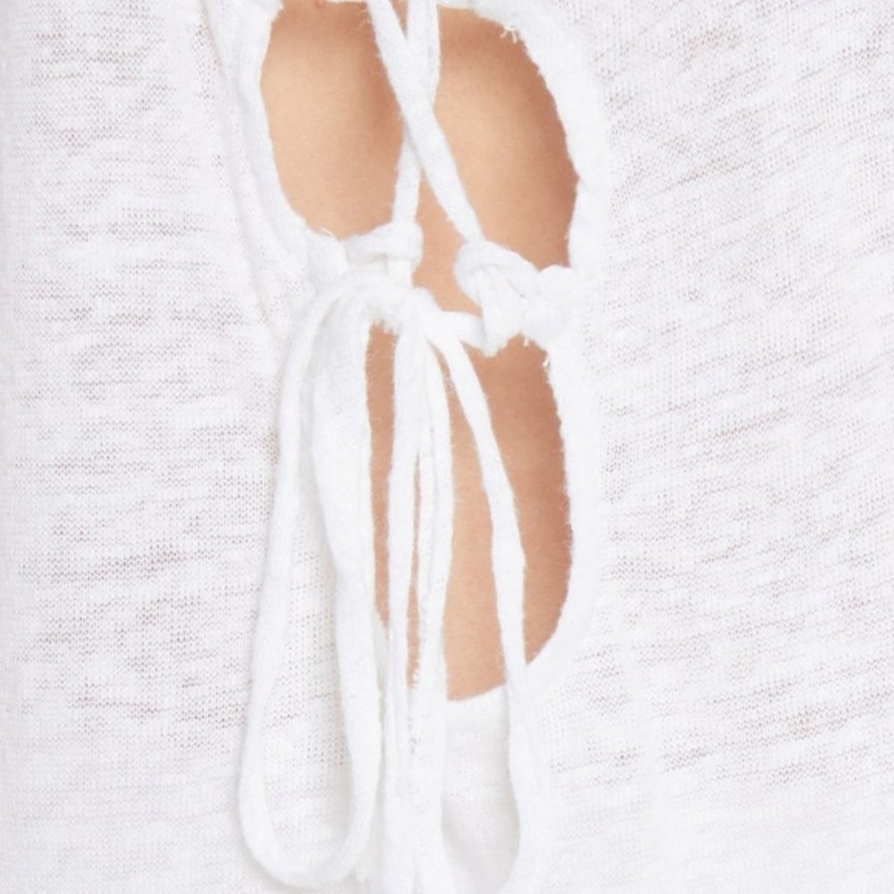FREE PEOPLE Love Birds White Lace Up Back Top EUC sz S - Picture 6 of 13